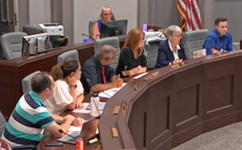 A screenshot of Manchester Public Access Television video from the Aug. 21, 2024 BOSC Committee on Student Conduct meeting. A screenshot of Manchester Public Access Television video from the Aug. 21, 2024 BOSC Committee on Student Conduct meeting.