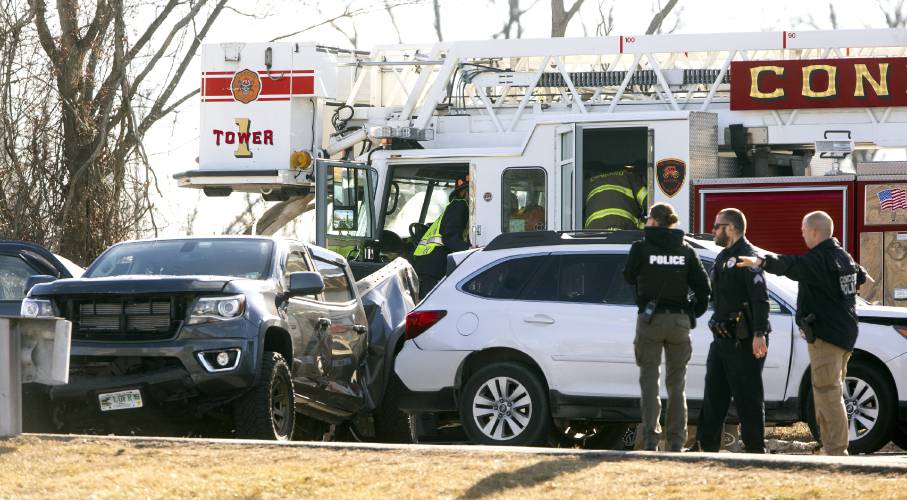 Concord police and fire at the scene the multi-car accident.