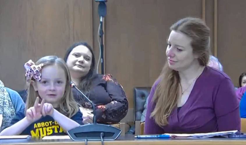 Cordelia Dubois, a first grader at Abbot-Downing School in Concord, testified against House Bill 1473, which would ban social and emotional learning in New Hampshire schools.