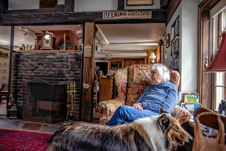 Virginia LaPlante sits in her living room at her farm in Canterbury on Wednesday, March 27, 2024. New Hampshire Horse Council’s Board of Directors named Virginia LaPlante, New Hampshire's 2024 Horse Person of the Year.