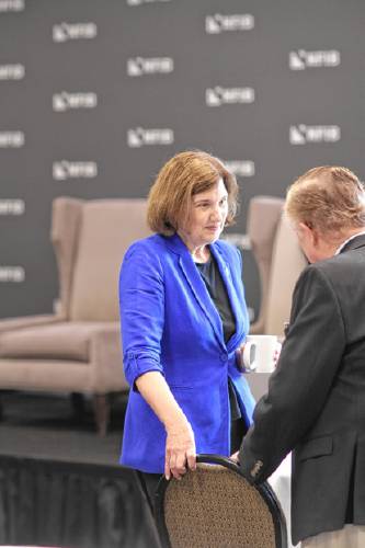 Cinde Warmington, Kelly Ayotte, and Chuck Morse at the NFIB Gubernatorial Candidate Forum on Thursday.