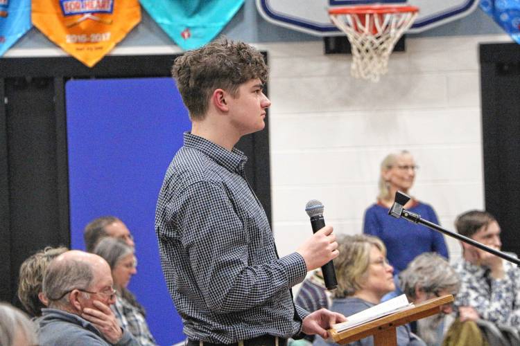 Evan Christenson questions whether RSA 35:1 allows for amendments to be made to proposed capital reserve funds before they are authorized by voters. Canterbury voters weighed an article to establish a Renewable Energy Capital Reserve Fund at town meeting on Friday, March 14, 2025. The article passed without an amendment.