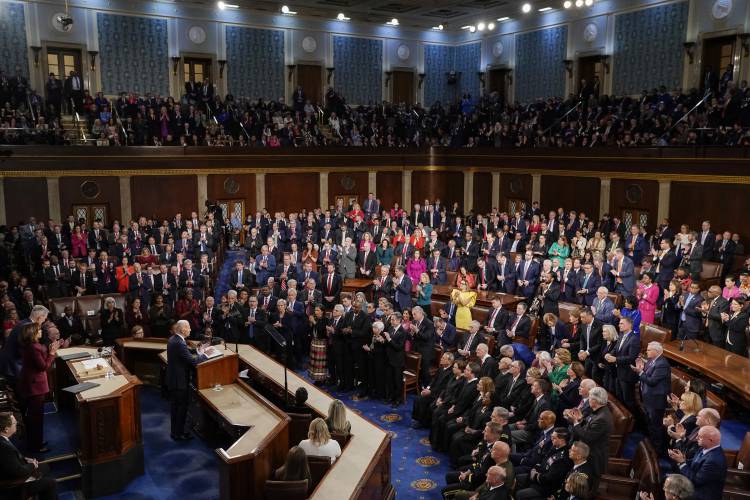 President Joe Biden delivers his State of the Union speech to a joint session of Congress, at the Capitol in Washington, Feb. 7, 2023. President Joe Biden delivers his State of the Union speech to a joint session of Congress, at the Capitol in Washington, Feb. 7, 2023.