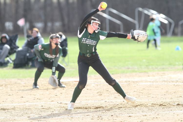 Pembroke freshman pitcher Abigail Doyle got her first start against a slugging MV softball team at the NHTI Community Classic on Wednesday.