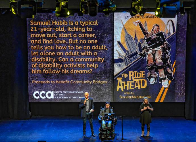 Dan and Samuel Habib introduced their film 'The Ride Ahead' at its premiere at the Bank of NH Stage in Concord on Monday, December 2, 2024.