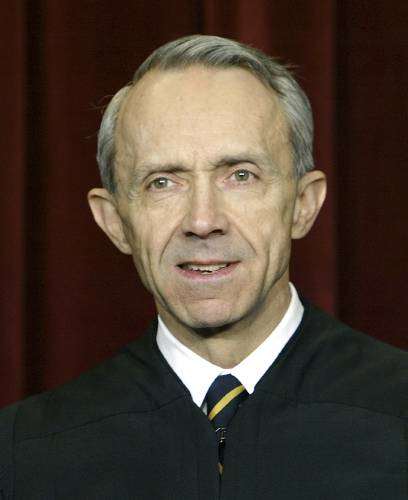 FILE - In this Dec. 5, 2003 file photo, U.S. Supreme Court Associate Justice David Souter poses during a group portrait session with the members of the U.S. Supreme Court, at the Supreme Court Building in Washington. (AP Photo/J. Scott Applewhite, File)