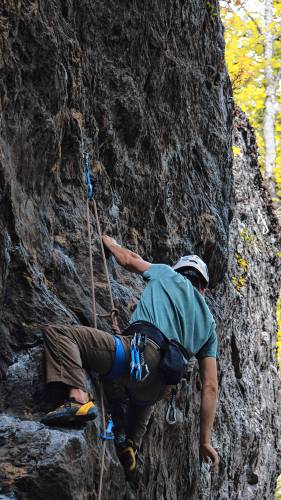 Blaise O'Mara, a Sunapee native who is currently a master's degree student at UNH, was the lead researcher of the project to eliminate grading bias from rock climbing through the use of deep-learning AI models.