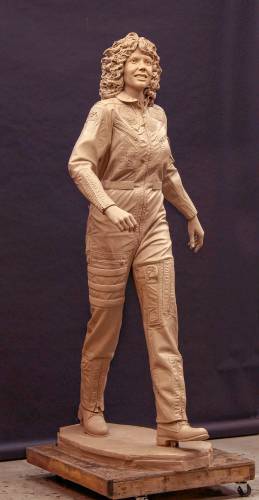 Victor worked faster than normal so he could get the statue in place for the unveiling during Christa McAuliffe’s birthday celebration.