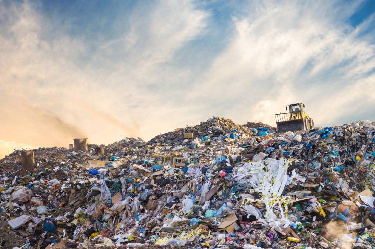 Garbage pile in trash dump or landfill.