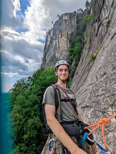 Blaise O'Mara, a Sunapee native who is currently a master's degree student at UNH, was the lead researcher of the project to eliminate grading bias from rock climbing through the use of deep-learning AI models.