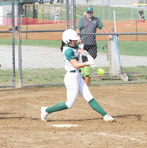Hopkinton sophomore catcher Aurelia Salce led the Hawks' offense with two hits and stayed solid defensively to keep the Hawks fighting.