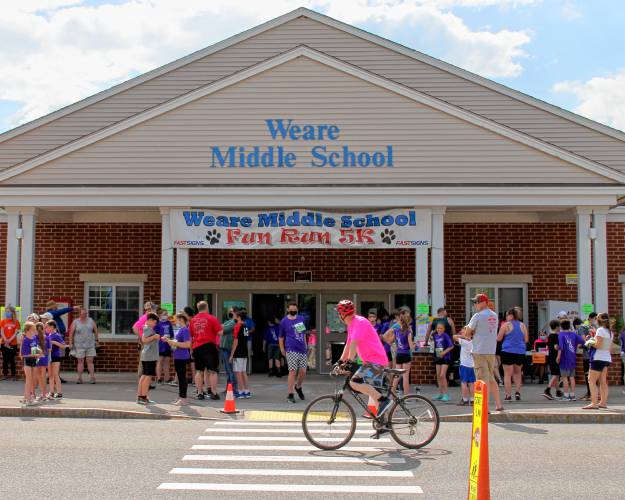 The Fun Run on May 21 at the Weare Middle School lived up to its name. More than 100  official runners participated and more came by to cheer them on. The top four finishers were Mike Veilleux (Ethan and Owen's dad), Rio Calle (eighth grade), Ethan Veilleux (eighth grade), and Owen Veilleux (sixth grade). 