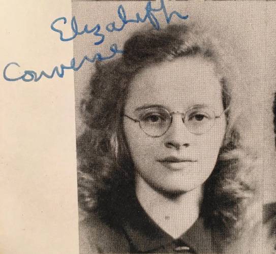 Connie Converse (born Elizabeth Eaton Converse) in the 1942 edition of Concord High School’s yearbook.