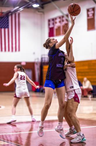 Concord Christian forward Sadie Thompson goes up against Concord High School during the second period on Friday.