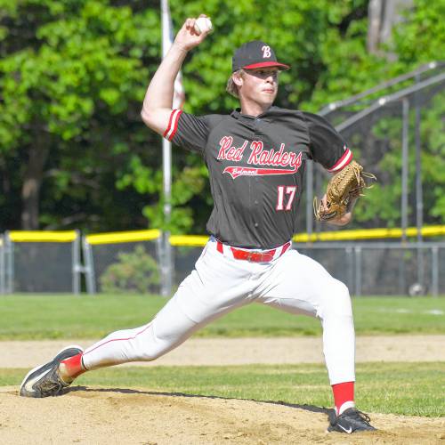 Belmont’s Anakin Underhill delivers a pitch against White Mountains on Saturday. Underhill earned the win on the mound and also hit a solo home run to lead Belmont to a 11-1 win over White Mountains in the Division III baseball quarterfinals on Saturday at Belmont’s home field.