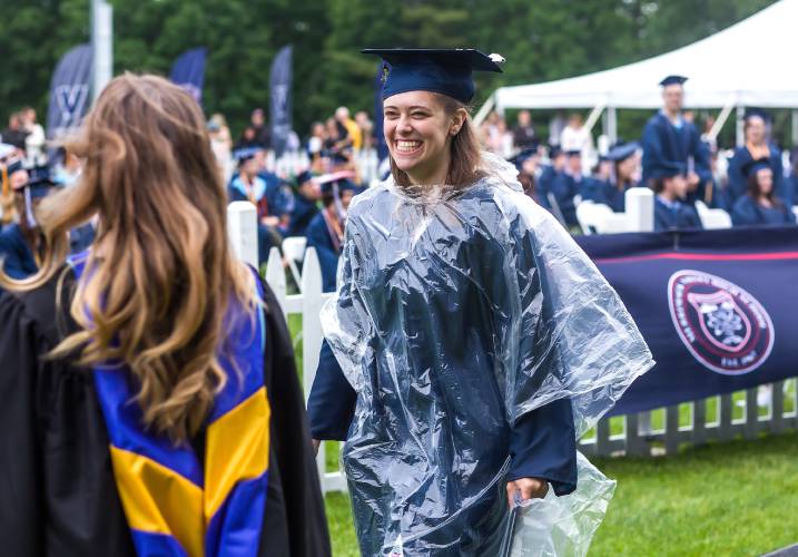 Merrimack Valley High graduate Sophia Bush smiles after getting her diploma at the Saturday ceremony.