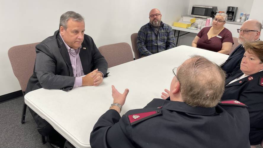 Chris Christie attends a roundtable at the Salvation Army in Derry.