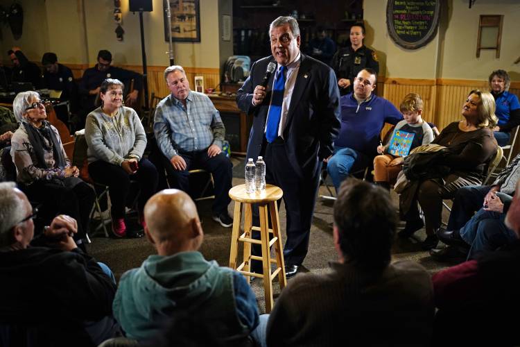 Republican presidential candidate former New Jersey Gov. Chris Christie speaks at a town hall campaign event at Mitchell Hill BBQ Grill and Brew, Tuesday, Jan. 9, 2024, in Rochester, N.H. (AP Photo/Robert F. Bukaty)