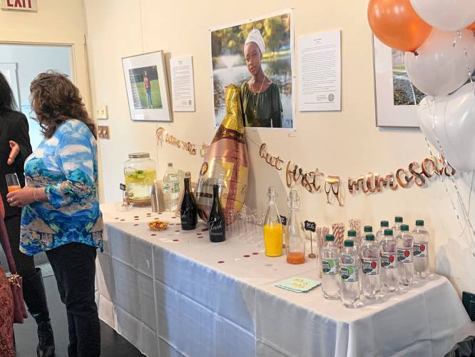 A mimosa/champagne bar at a reception.