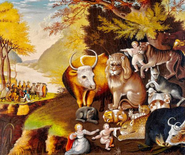 Edward Hicks’ “The Peaceable Kingdom,” inspired by the Old Testament passage Isaiah 11:6-8.