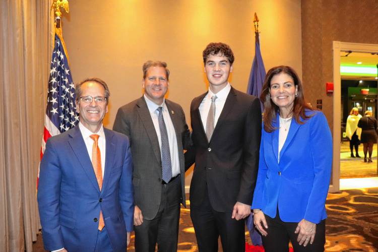 Ryan Casey (center right) with New Hampshire Gov. Chris Sununu (center left), Education Commissioner Frank Edelblut (left) and Governor-elect Kelly Ayotte.