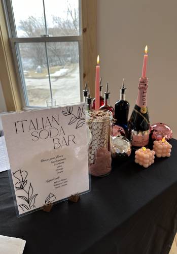 An Italian soda bar at a wedding reception.