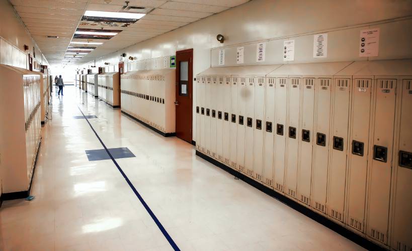 One of the hallways inside Rundlett Middle School.