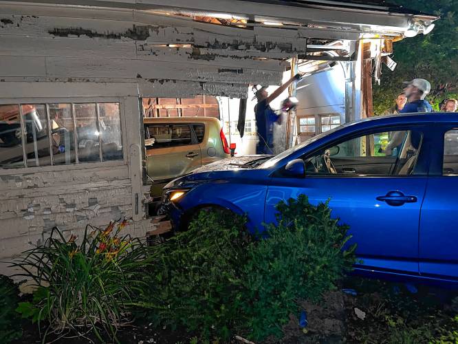 The same Concord firefighters responded when a car hit the Jelley's garage in July.