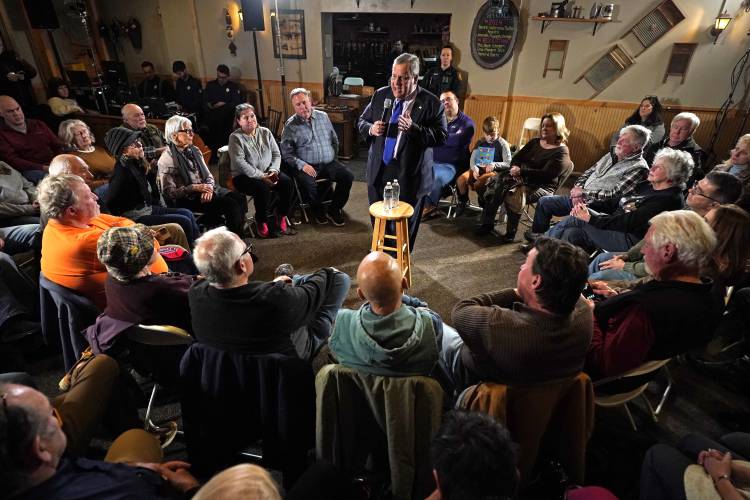 Republican presidential candidate former New Jersey Gov. Chris Christie speaks at a town hall campaign event at Mitchell Hill BBQ Grill and Brew, Tuesday, Jan. 9, 2024, in Rochester, N.H. (AP Photo/Robert F. Bukaty)