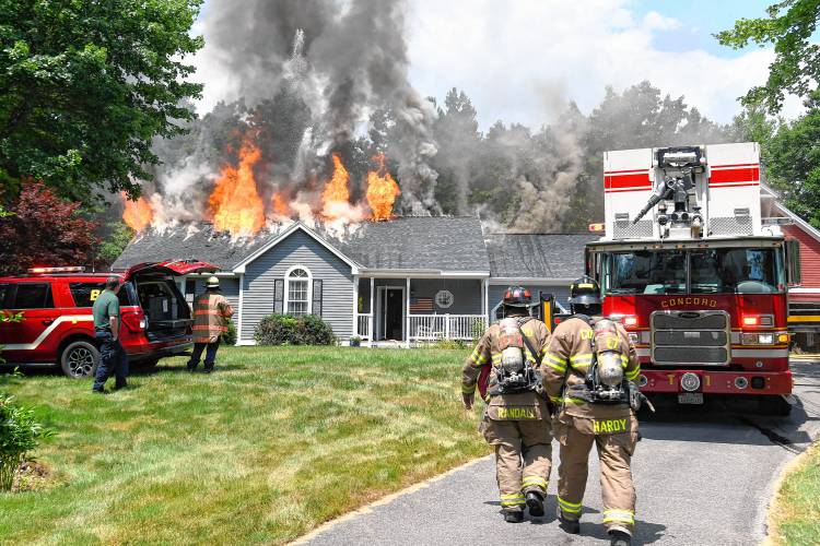 Concord City Firefighters were dispatched to a house fire at 286 Elm Street in Penacook at 1:32 pm. Heavy fire was showing from the large house on arrival and a Second Alarm was dispatched bringing numerous outside communities to assist with Tanker trucks for lack of water due to no fire hydrants in the area and to also rotate crews because of the extreme heat & humidity. The fire brought under control at 2:44 pm.
