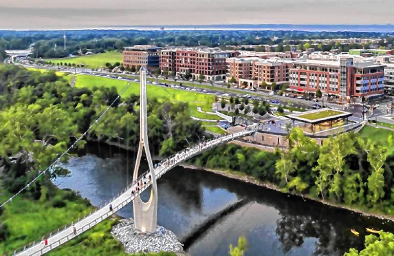 A bridge and park in Dublin, Ohio, offered by engineers as potential inspiration for a bridge in Concord. A bridge and park in Dublin, Ohio, offered by engineers as potential inspiration for a bridge in Concord.