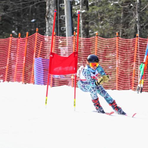 Junior Emma Pelletier held her own to finish 15th in slalom and 15th in GS to earn essential points for the Tide.