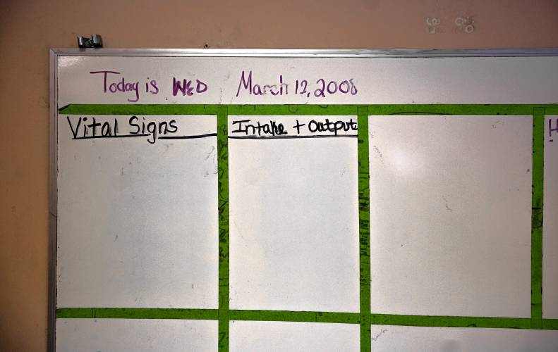 The nursing board at the old dementia unit has the information from the last day the unit was in operation: March 12, 2008.