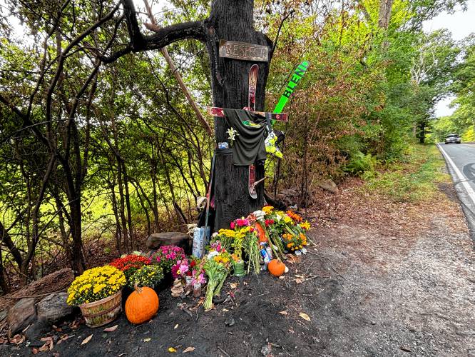 Friends and family of Nolan Trottier of Francestown have created a memorial to his life at the site of the fatal crash on the Francestown/ New Boston line in Francestown. Trottier was 21 years old. 
