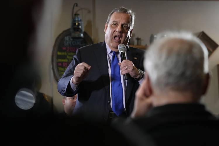 Republican presidential candidate Chris Christie speaks at a town hall campaign event at Mitchell Hill BBQ Grill and Brew, Tuesday, Jan. 9, 2024, in Rochester, N.H. (AP Photo/Robert F. Bukaty)