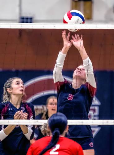 Concord’s Brooke Wyatt sets up a ball against Pinkerton Academy on Monday.
