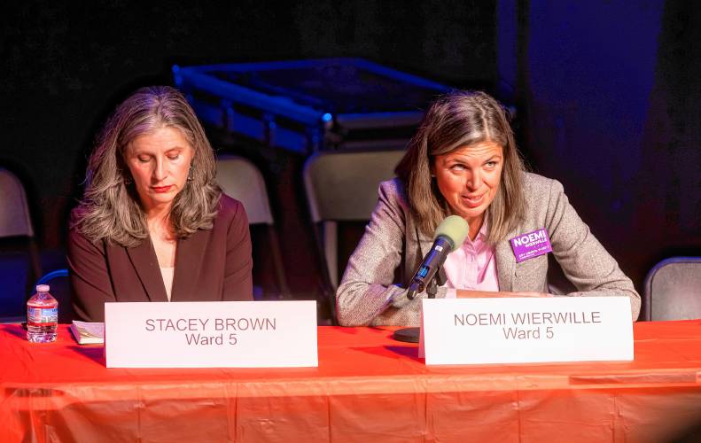Stacey Brown (left) and Noemi Wierwille at the recent candidate forum.