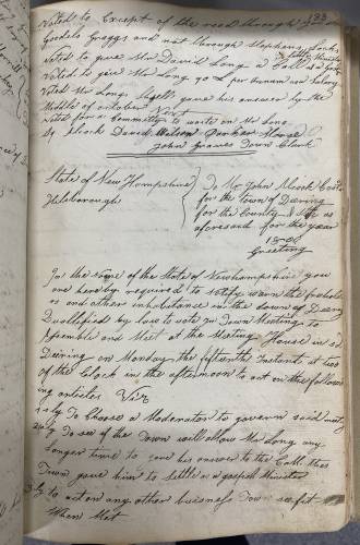 A picture from the Deering town records, depicting a warning for the March 15, 1800 town meeting. A picture from the Deering town records, depicting a warning for the March 15, 1800 town meeting.