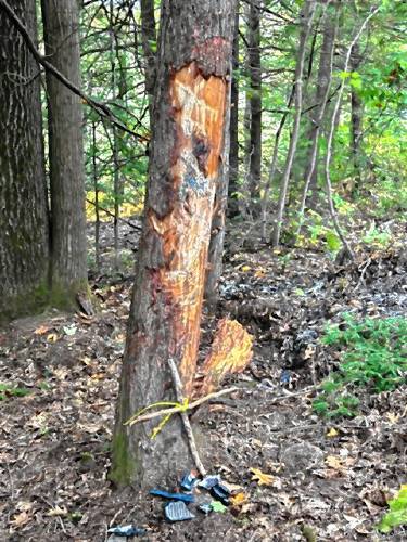 A cross marks the site of the fatal accident on Perry Pasture Road in Dublin shortly after the crash Saturday.