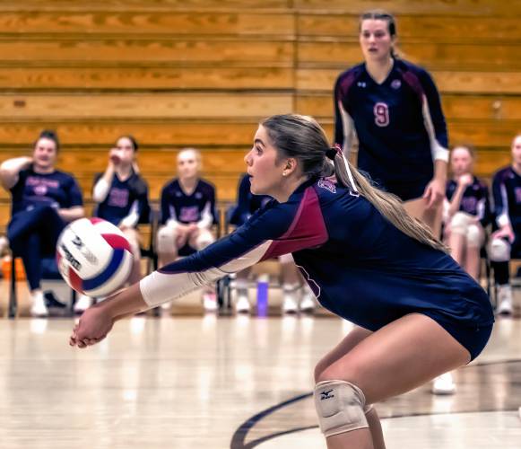 Concord’s Maggie Taylor follows through on returning the ball against Pinkerton Academy on Monday.