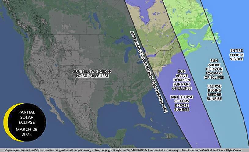 March 29, 2025 solar eclipse map from National Eclipse.com https://nationaleclipse.com/maps/main/2025-partial-solar-eclipse-maps.html March 29, 2025 solar eclipse map from National Eclipse.com https://nationaleclipse.com/maps/main/2025-partial-solar-eclipse-maps.html
