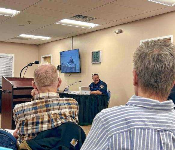 Loudon Fire Chief Thomas Blanchette made his pitch to residents for a $1.7 million bond on a new aerial ladder firetruck.