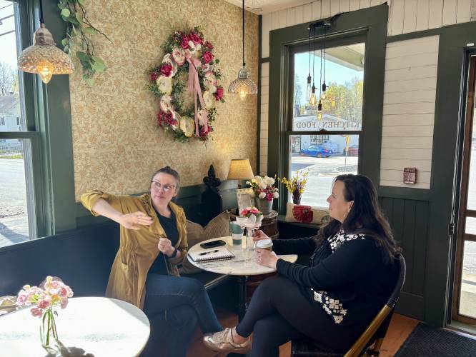 Meredith Lee and Alyssa McKeon at Maple Street Mercantile on Tuesday morning discuss next steps for the store’s transition.