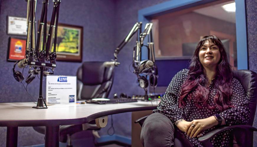 WKXL General Manager Catherine Martinez in one of the radio studios at their Reddington Road studios in Concord.