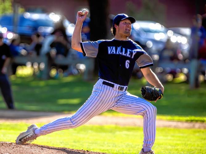 LEFT: MV pitcher Luke Dougherty throws against Oyster River last month.