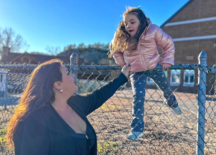 Haley Dempsey, 29, plays with her daughter, Sophia, 5, after school on a recent Wednesday afternoon.