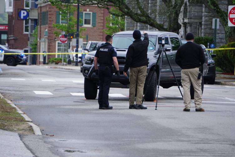 Police were investigating the scene of a vehicle-pedestrian accident at the intersection of School and Green Streets Friday morning. 