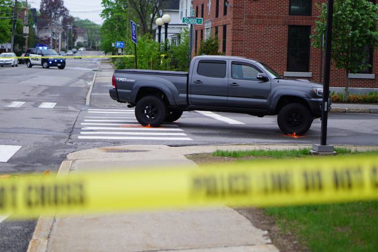 Police were investigating the scene of a vehicle-pedestrian accident at the intersection of School and Green Streets Friday morning. 
