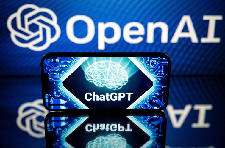 This picture taken on Jan. 23, 2023, in Toulouse, France, shows screens displaying the logos of OpenAI and ChatGPT.