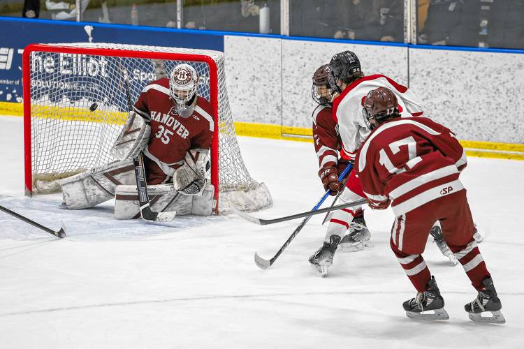 Senior forward Rowan Arndt scored two goals for the Crimson Tide on Tuesday night. His first came in the first period after he stole the puck from a Hanover defenseman and fired into the top left corner of the net.